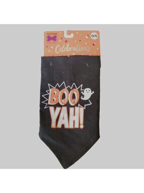 Halloween Dog Bandana Small Boo Yah Ghost Attach to Collar Cat